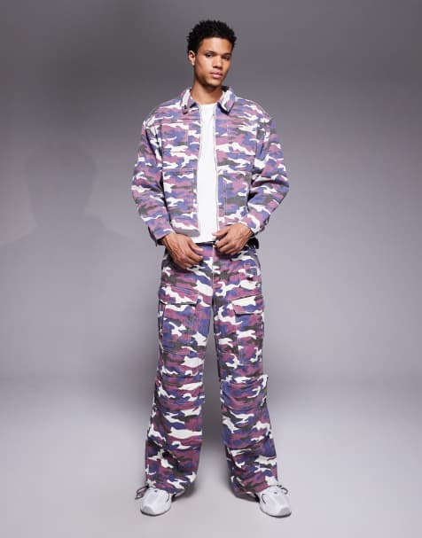 Liqour N Poker - Co-ord set van ruimvallend denim jack met rits en jeans in camouflageprint - view 1