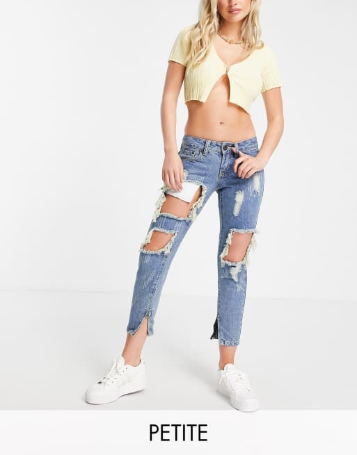 Petite ripped skinny jeans best sale