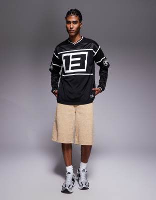 Liquor N Poker 400gsm Varsity Long Sleeve T-shirt With Gothic Script Logo In Black