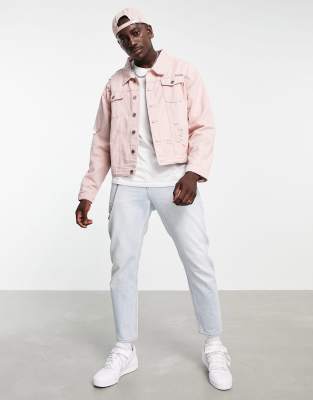 pink distressed jacket