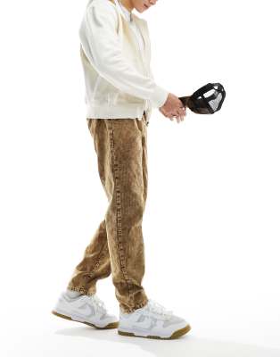 Liquor N Poker acid wash jump cord relaxed trouser in brown  - ASOS Price Checker