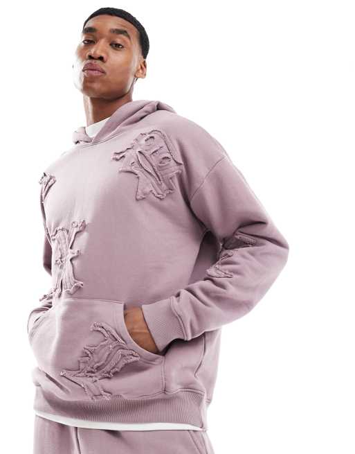 Liquor N Poker all over motif hoodie in berry mix (part of a set)