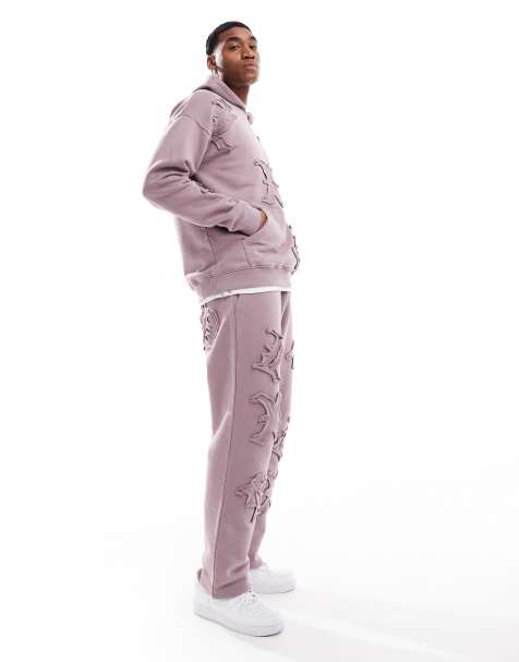 Liquor N Poker allover motif straight leg jogger co-ord in berry mix - view 1