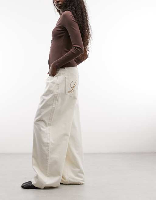 Liquor N Poker Baggy-Ballon-Jeans in Ecru, 2 von 5