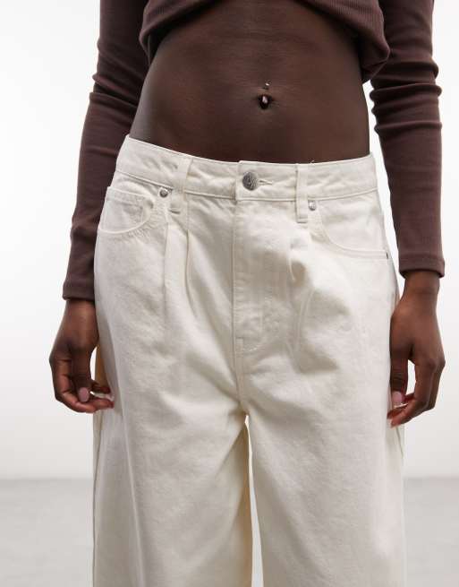 Liquor N Poker baggy balloon jeans in ecru, 4 of 5