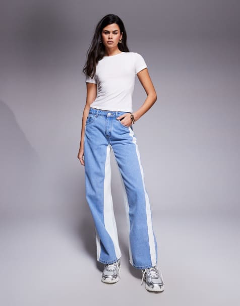 Liquor N Poker baggy biker jeans with contrast panel in multi (part of a set) - view 1