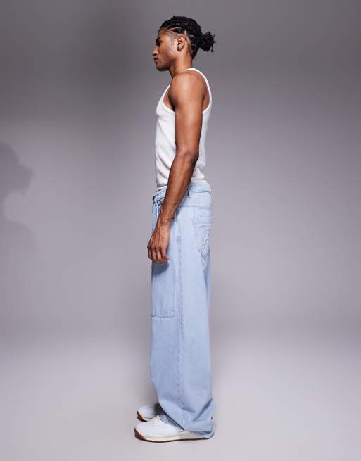 baggy carpenter jeans ポーカーズ Liquor N Poker baggy carpenter jeans in bleach wash - part of a