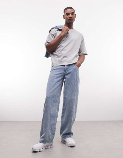 Liquor N Poker - Baggy corduroy jeans met geborduurd logo op de achterzak in blauw, deel van co-ord set - view 1