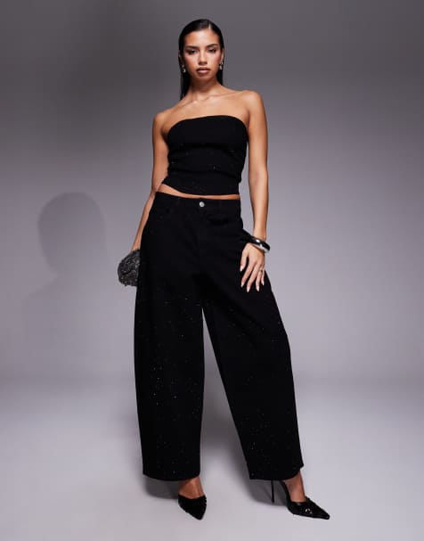 Liquor N Poker baggy embellished balloon jeans in black (part of a set) - view 1