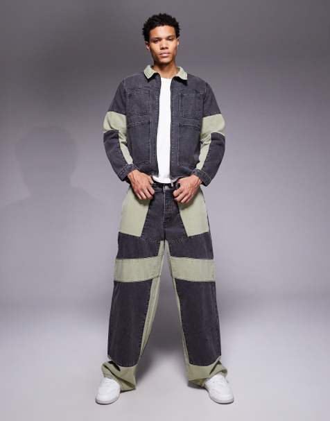 Liquor N Poker baggy fit biker panel jeans co-ord in multi - view 1