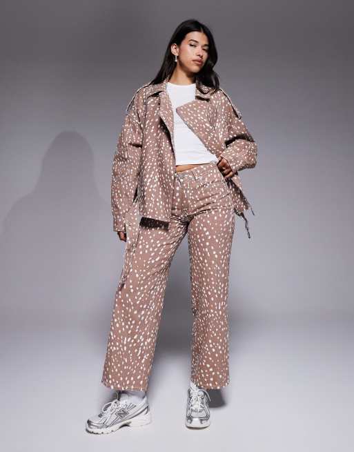 Liquor N Poker baggy fit jeans co-ord in bambi print