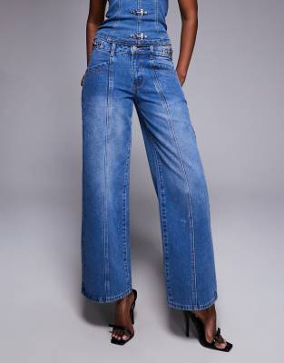 Liquor N Poker Baggy Fit Jeans Co-ord With Buckle Detail In Blue