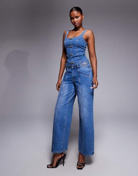 Liquor N Poker baggy fit jeans with buckle detail in true blue (part of a set) - view 1