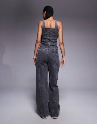 Liquor N Poker Baggy Fit Jeans With Buckle Detail In Black