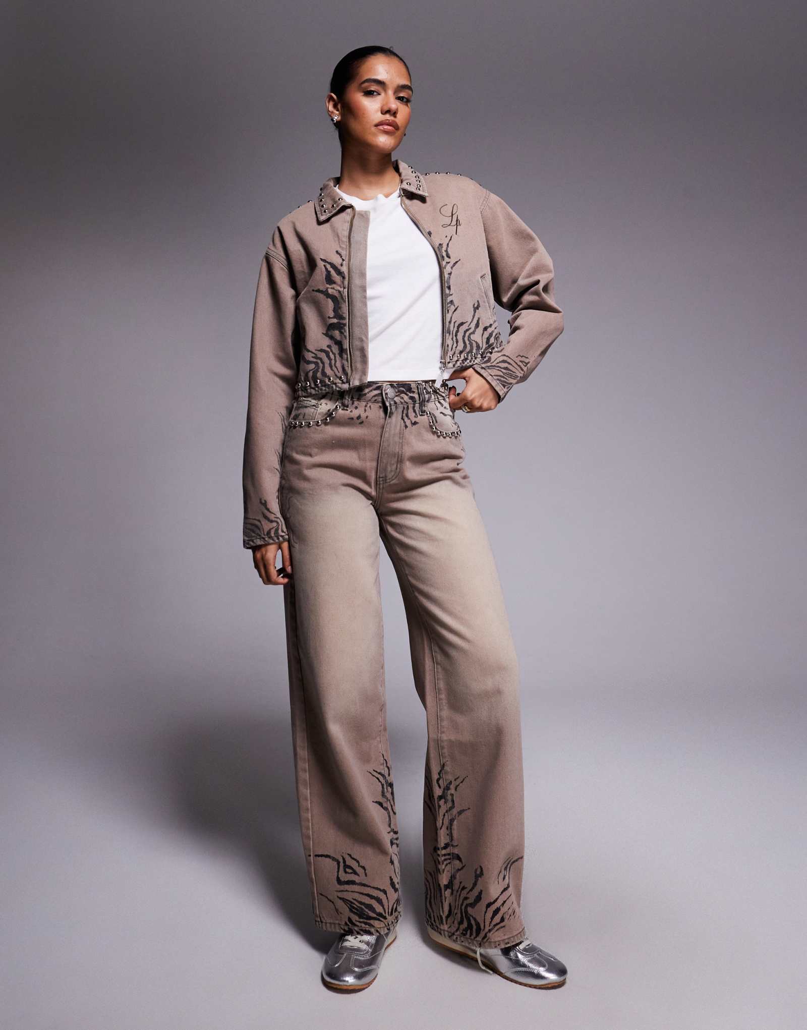 Джинсы Liquor N Poker с мешковатым кроем и леопардовой отделкой - часть комплекта