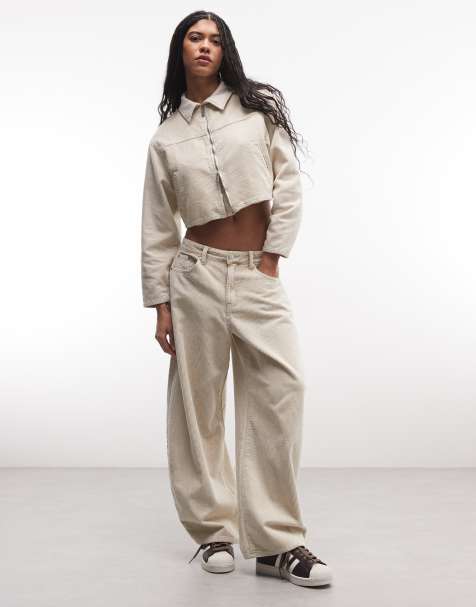 Liquor N Poker baggy horseshoe cord jeans co-ord in acid wash - view 1