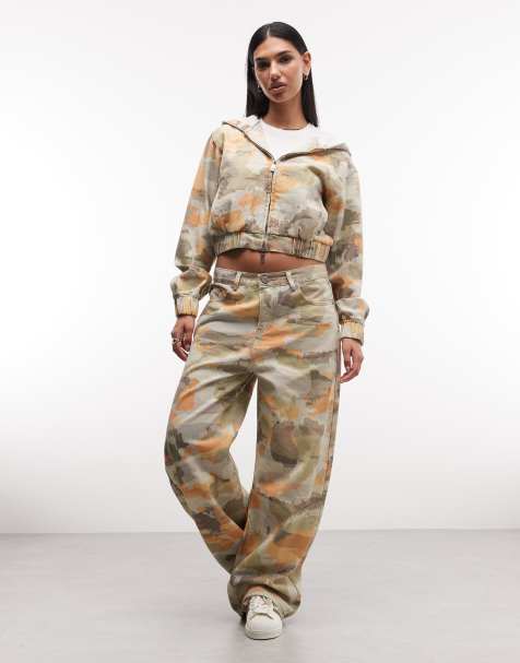 Liquor N Poker - Baggy horseshoe jeans in vintage camouflageprint, deel van co-ord set - view 1
