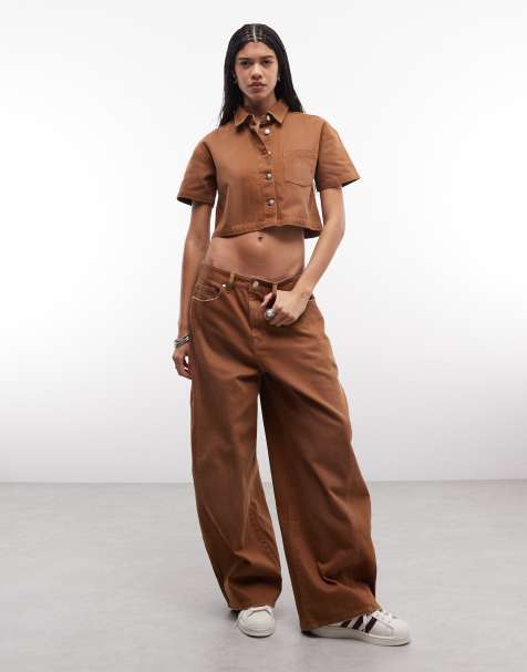 Liquor N Poker baggy horseshoe jeans in washed chocolate (Part of a set) - view 1