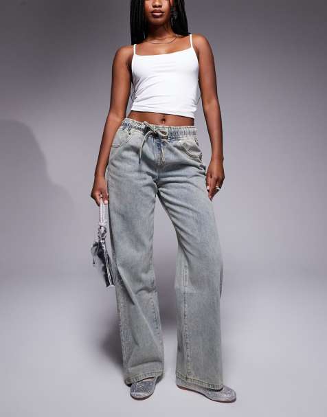Liquor N Poker - Baggy jeans met strass-detail aan de zijkant in blauw - view 1
