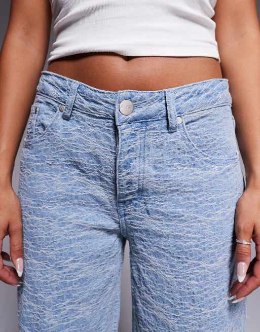 Liquor N Poker baggy jeans with embossed texture in light wash blue