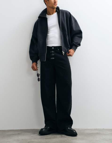 Liquor N Poker Baggy-Jeans mit Feuerwehrverschlussdetail in Schwarz - view 1