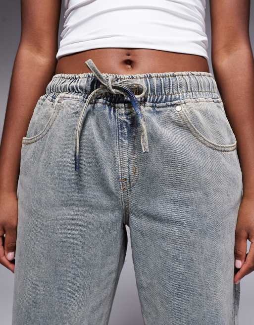 Liquor N Poker baggy jeans with rhinestone side detail in blue ASOS
