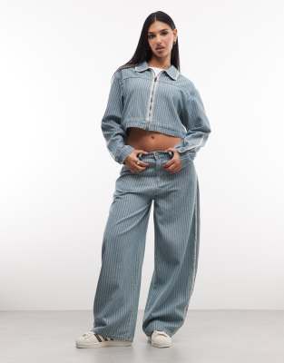 Liquor N Poker Baggy Pinstripe Jeans In Blue
