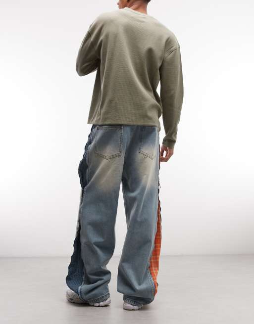 Liquor N Poker baggy side zip panel jeans in blue, 2 of 5