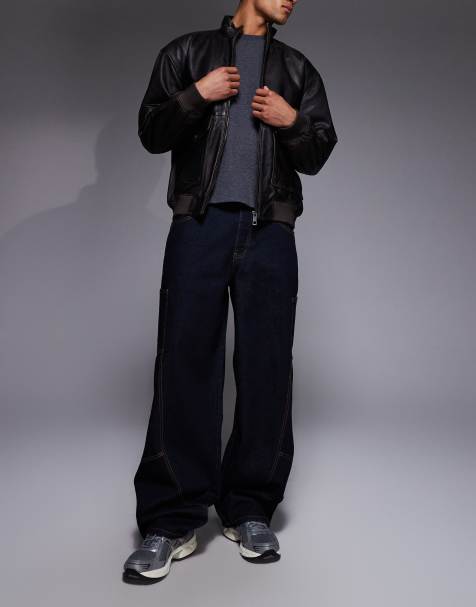 Liquor N Poker baggy spliced side pocket jeans in black