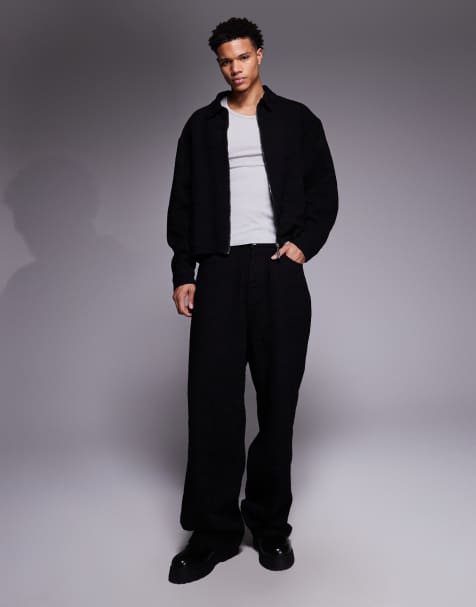 Liquor N Poker baggy textured jeans co-ord in black - view 1