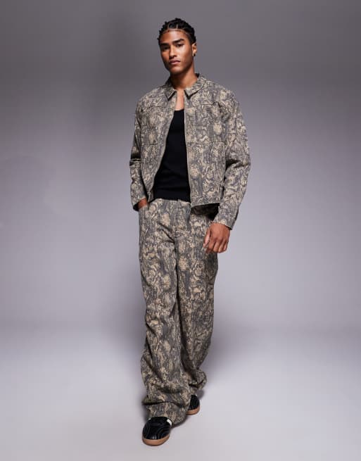 Liquor N Poker - Blouson Harrington d'ensemble à fermeture éclair et imprimé peau de serpent - Olive, 2 de 5