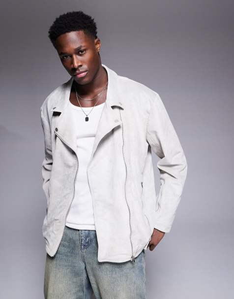 Liquor N Poker - Blouson style motard en daim - Beige - view 1
