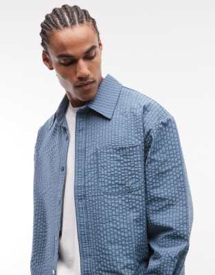 Liquor N Poker Boxy Check Shirt In Blue