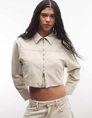 Liquor N Poker Boxy Cord Contrast Collar Jacket Co-ord In Blue