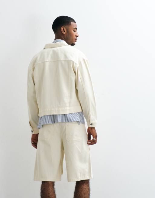 Liquor N Poker boxy denim carpenter jacket co-ord in ecru, 5 of 5