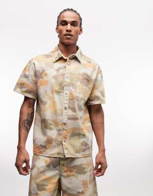 Liquor N Poker Boxy Denim Shirt In Multi