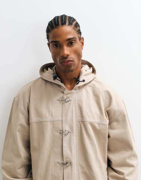 Liquor N Poker boxy fireman clasp hooded denim jacket in ecru (part of a set) - view 1