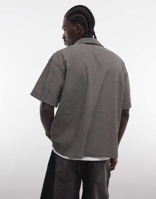 Liquor N Poker boxy micro check shirt in black & brown, 4 of 5