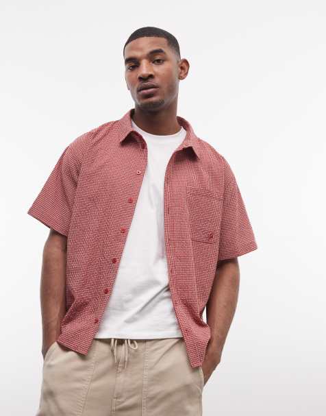 Liquor N Poker boxy micro check shirt in red - view 1