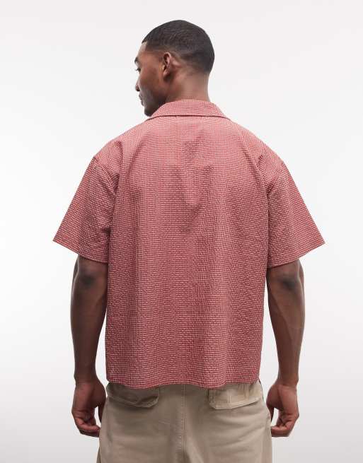 Liquor N Poker boxy micro check shirt in red, 3 of 5