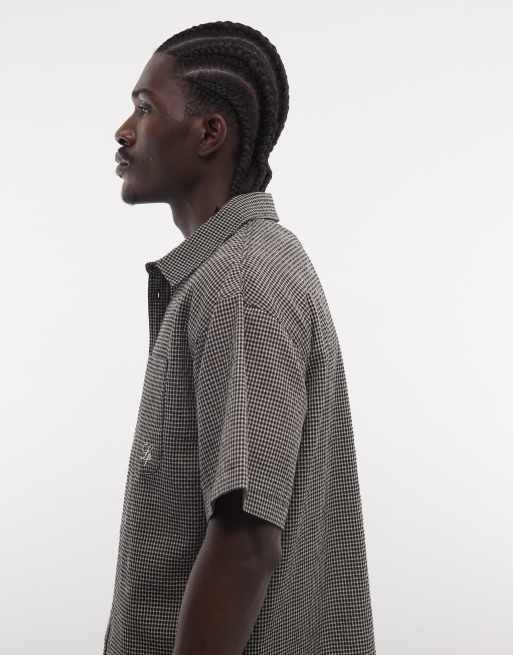 Liquor N Poker boxy micro plaid shirt in black & brown, 5 of 5