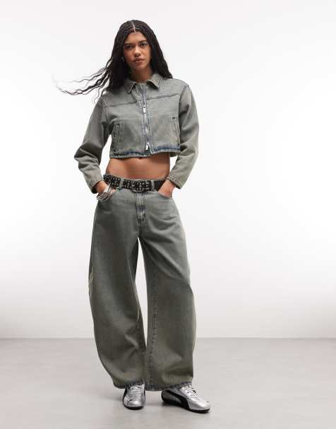 Liquor N Poker boxy textured denim jacket set in tinted wash - view 1