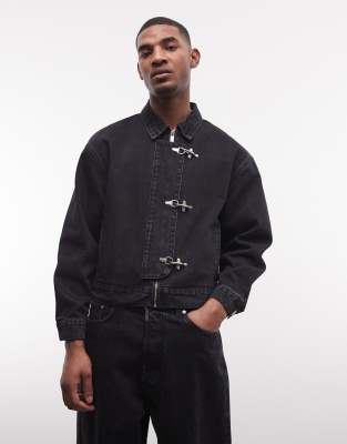 Liquor N Poker Buckle Detail Harrington Jacket In Black