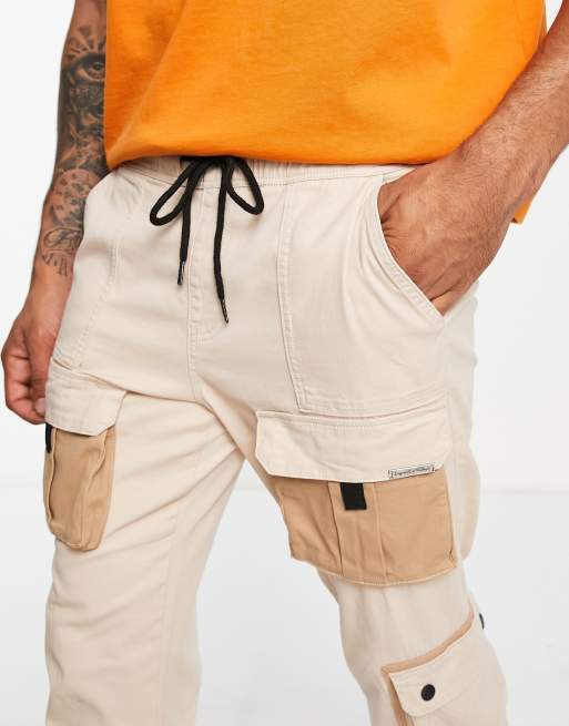 Liquor N Poker cargo pants in beige with utility pockets, 3 of 4