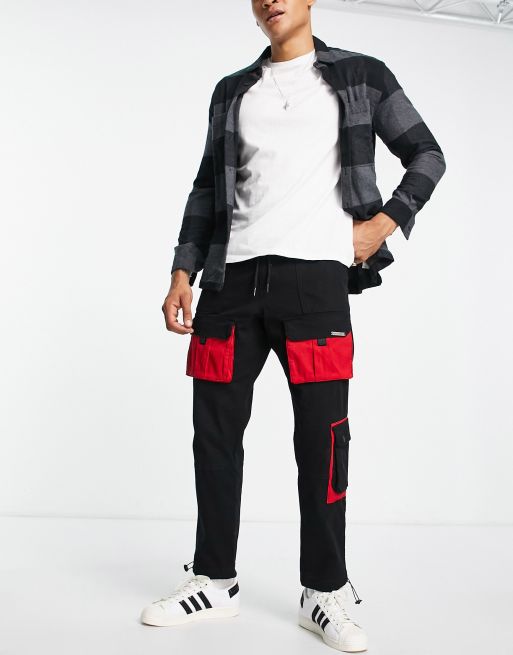 Black And Red Cargo Pants