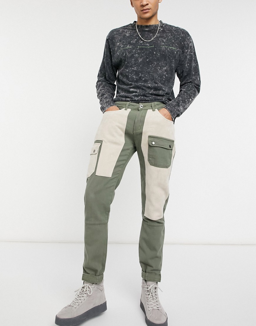 Liquor N Poker cargo pants with pocket detail in stone-Neutral