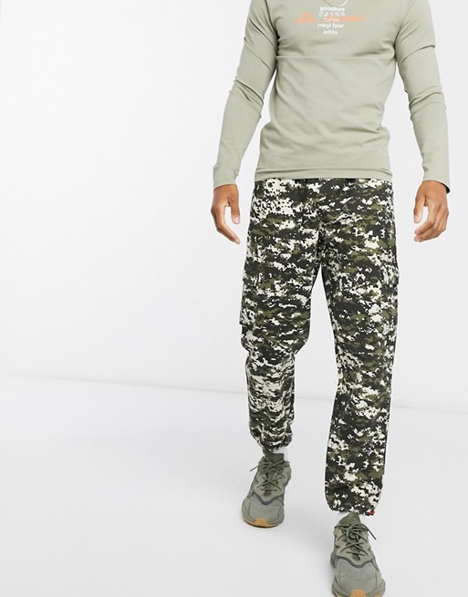 Liquor N Poker cargo trousers in geo army print with toggles