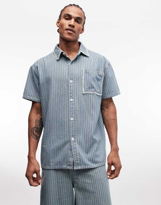 Liquor N Poker - Ensemble en denim à fines rayures - Bleu, 3 de 4