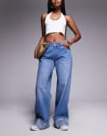 [Liquor N Poker] Liquor N Poker cinch midrise turn-up baggy denim jeans in midwash blue 16 Mid wash blue