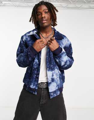 Liquor N Poker co-ord bomber jacket in blue acid wash cord - ASOS Price Checker